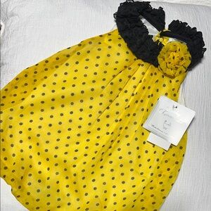 Baby Essentials Yellow Polka Dot One Piece Dress NWT